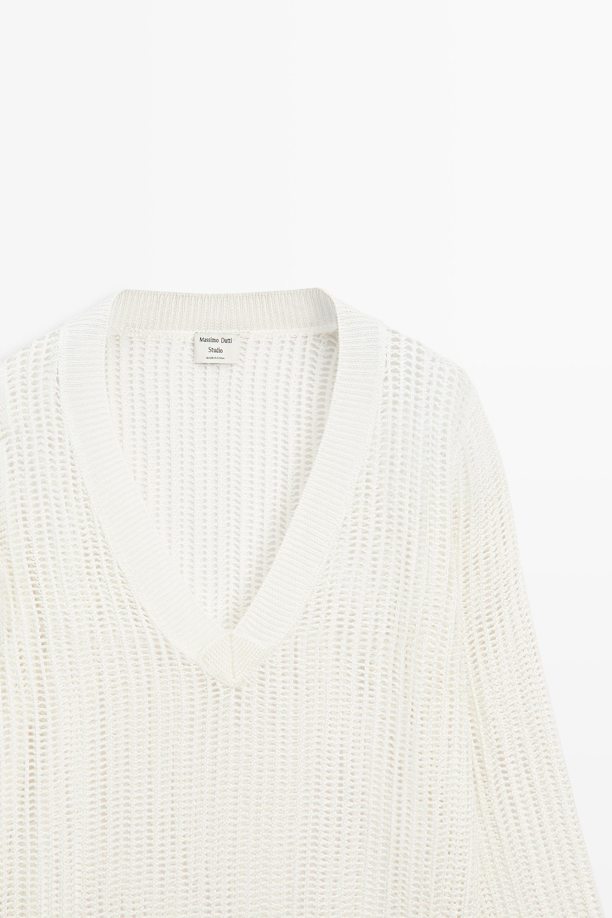 V-neck cutwork sweater - STUDIO